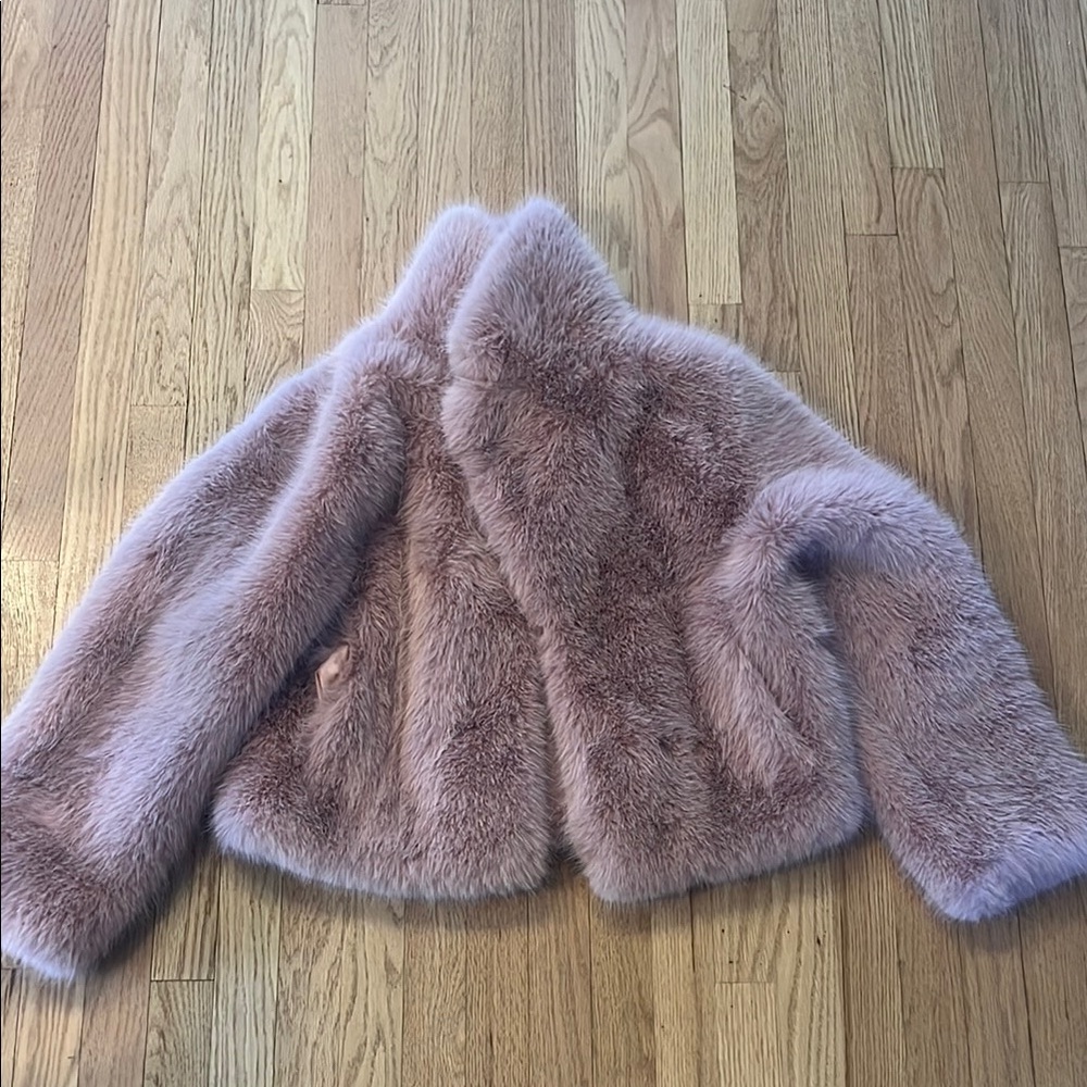 Pink faux fur coat